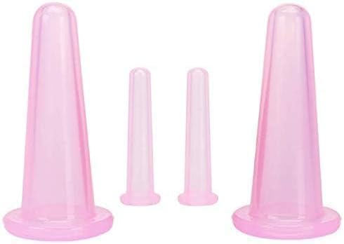 4Pcs Facial Cupping Therapy Set Anti Cellulite Silicone Vacuum Cupping Cups for Face and Eye Cupping Massage, Massage Tools (2 Small + 2 Large)